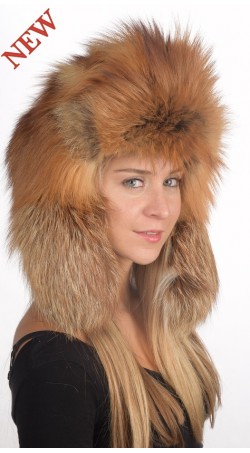 Golden fire fox fur hat Russian style